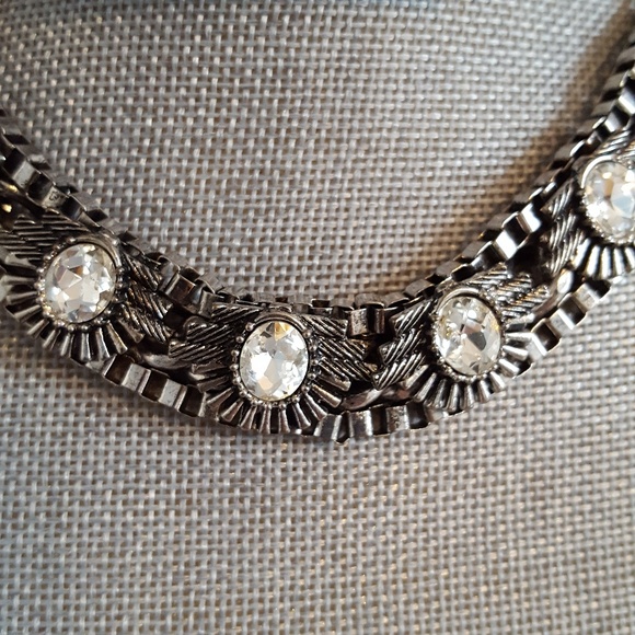 Silver Toned Metal and Crystal Necklace Set - Picture 2 of 4